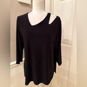 Sympli Black Women's Asymmetrical Cutout Top